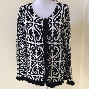 Appleseed's XL white combo ruffled cardigan